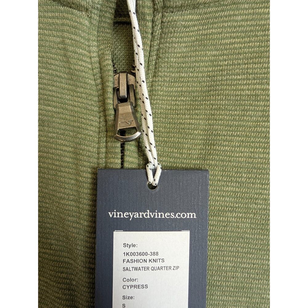Vineyard Vines Sweater Mens S Green Long Sleeve Saltwater 1/4 Zip 1K003600 NWT - Picture 3 of 5